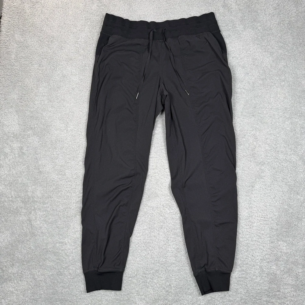 Lululemon Beyond the Studio Jogger Black Ribbed High Rise Pants LW5ENMS Size 12‎